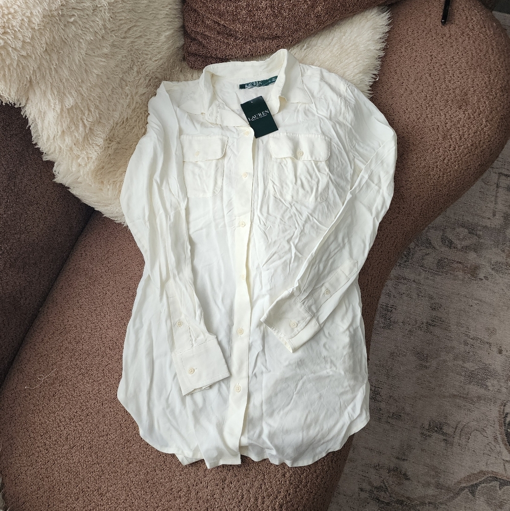 Lauren Ralph Lauren Button Down In Herbal Milk Color